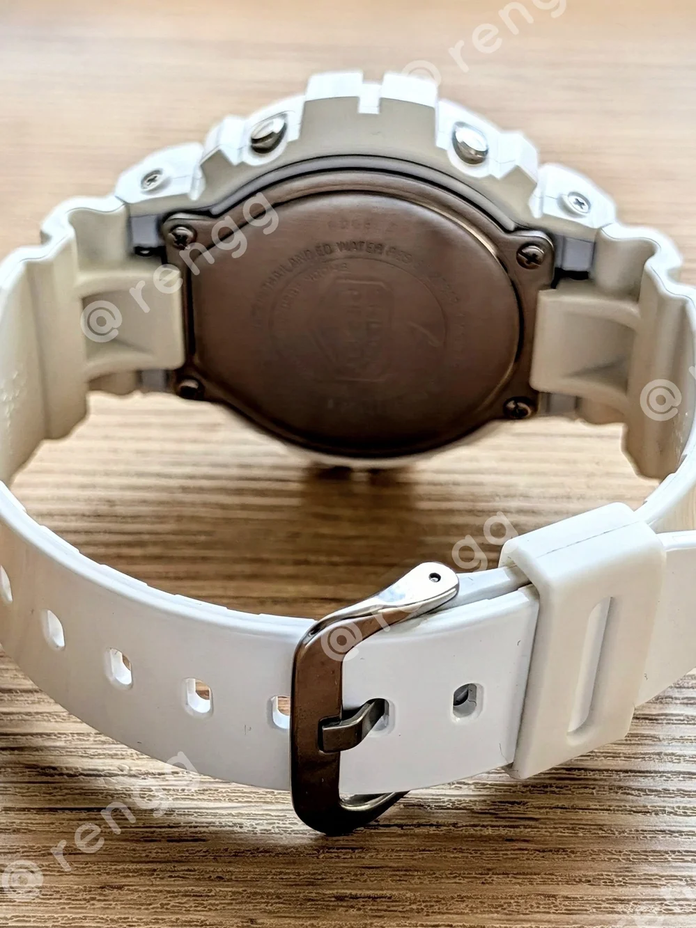 G-Shock White Resin Digital Watch with Blue Dial and Green Accents